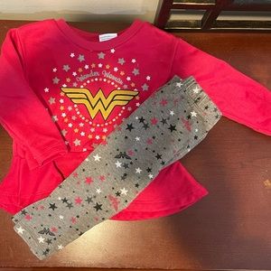 DC Comics Wonder Women Toddler Long Sleeved Peplum top with matching leggings